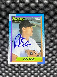 Carta Rick Schu Detroit Tigers firmata auto 1990 Topps #498 ~ COA - Foto 1 di 3