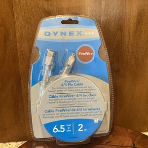 Dynex FireWire 6-Pin to 4-Pin Cable - 6.5ft (2M) DX-FW64CAM ~ New~Sealed - Afbeelding 1 van 4
