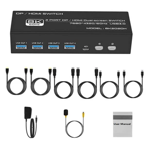 2 In 2 Out 8K@60Hz DP1.4 HDMI USB3.0 KVM Switcher 2x2 For 2 Computers 2 Monitors - Photo 1/14