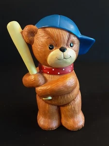 Vintage Enesco Lucy & Me Baseball Bear Coin Bank 6.5” Tall - Picture 1 of 9