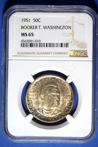 1951 NGC MS65 Booker T Washington Commemorative Half Dollar #B50685 - Picture 1 of 2