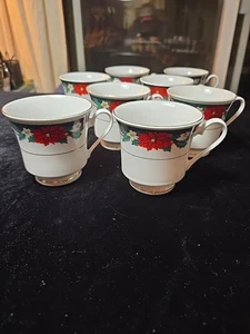 Tienshan Teetassen Deck the Halls Weihnachten Fine China 8ea - Bild 1 von 6