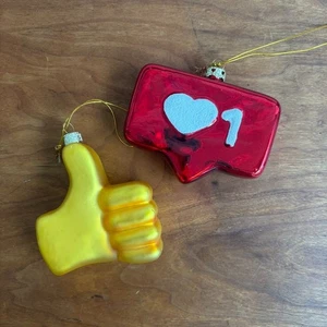 Pair of glass Christmas ornaments, NEW, social media icons, vintage style - Picture 1 of 4