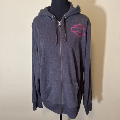 Sudadera con capucha y cremallera completa Harley Davidson para mujer rosa lentejuelas logotipo talla 2XL Foto 1 de 4