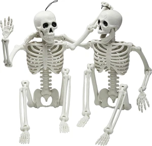 Confezione 2 Scheletri Halloween Posabili 24" per Decorazione Interno Esterno - Foto 1 di 8