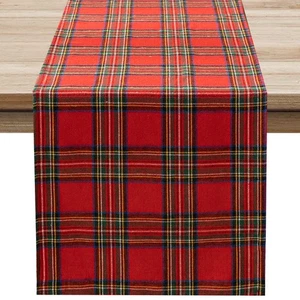 Weihnachten Kariert Tartan Tischläufer - Rot Büffel Karo Xmas Fleckenresistent - Bild 1 von 7