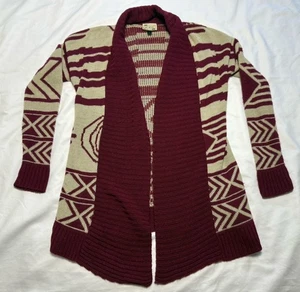 Cárdigan Suéter Say What Granate Crema Para Mujer Talla Pequeña Hecho en EE. UU. - Imagen 1 de 5