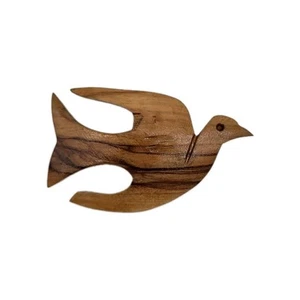 Broche de madera para pájaros pin paloma tallada a mano vintage 2,25" - Imagen 1 de 5