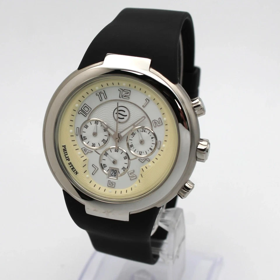 Philip Stein Active 45 mm acero cronógrafo esfera blanca reloj de cuarzo para hombre 32-AW-RBB Foto 1 de 4
