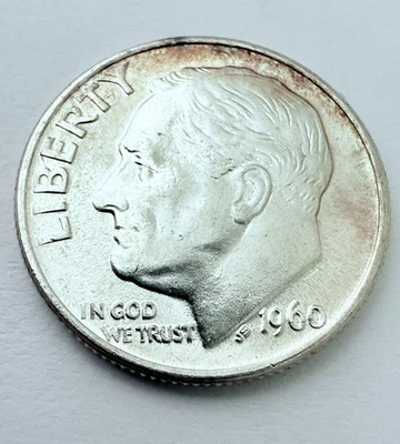 1960 P Roosevelt Dime 90% Silver Uncirculated Gem AU Condition  #1546 - Image 1 of 2