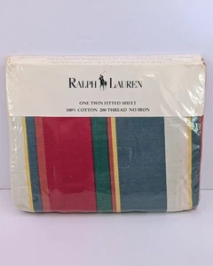 Vintage Ralph Lauren Cape Red Twin Size Fitted Sheet NEW SEALED - Picture 1 of 4