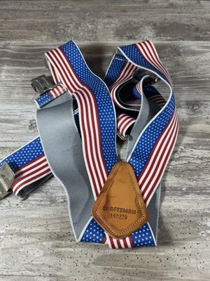 Suspenders Craftsman American Flag Made in USA Patriotic Stars Stripes - Image 1 of 4