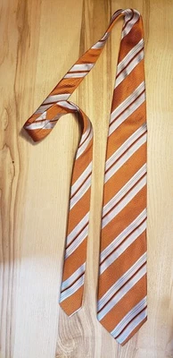 Ermenegildo Zegna tie, beautiful orange and silver striped, nice! - Imagem 1 de 4