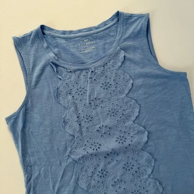Camiseta sin mangas Talbots azul algodón modal con ojales de encaje para mujer talla M Foto 1 de 4
