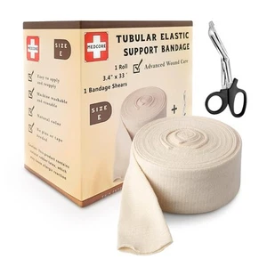 Premium Elastic Tubular Medical Bandage Size E E (3.4" x 33') - Picture 1 of 7