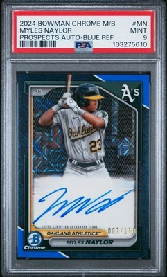 2024 BOWMAN MB CHROME BOWMAN PRSPCT MEGA AUTOS #MN MYLES NAYLOR 7/150 PSA 9 - Image 1 of 2