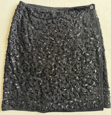 VTG 90s Designer MIni Skirt Black Full Sequin Wrap 17” Women SZ XS NEW NWOT - Image 1 of 4