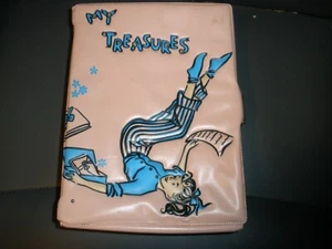 Caja vintage My Treasures cola de caballo recuerdo rosa/azul años 50 1960 LEER - Imagen 1 de 6