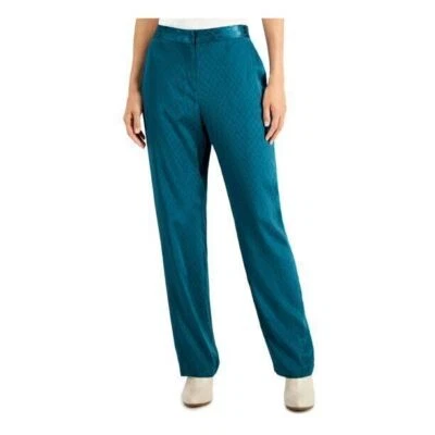 Alfani Pants Teal Emerald Satin Straight Animal Print Women Sz 4 NEW NWT AM29 - Image 1 of 3