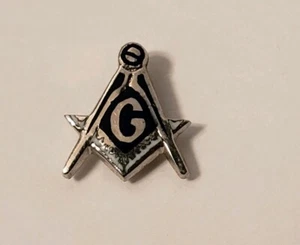 NWT Masonic Tie Tack Lapel~Hat Pin 10K White Gold Blue 3/8" x 7/16" MSRP $79 - Picture 1 of 3