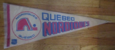 Original 1990's QUEBEC NORDIQUES logo Full Size Pennant VG - Image 1 of 3
