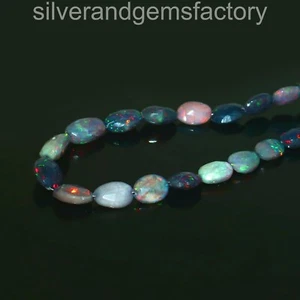 Natural Opal Dainty Jewelry for Valentines Day Gift Minimalist Gemstone Necklace - Picture 1 of 7