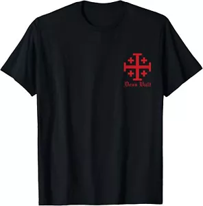 Deus Vult Jerusalem Cross Order of the Holy Sepulchre Knight T-Shirt Hoodie - Picture 1 of 19
