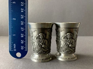 2er Set Deutsche Guetezeichen 2,25 cm hohe Zinnbecher - Bild 1 von 4