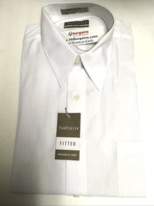 MEN'S VAN HEUSEN FITTED WHITE STRIPED SHIRT WRINKLE FREE ASSORTED SIZES NIP - Picture 1 of 2