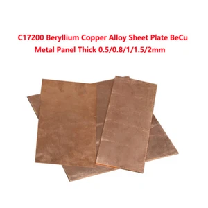 C17200 Beryllium Copper Alloy Sheet Plate BeCu Metal Panel Thick 0.5/0.8/1~2mm - Picture 1 of 9