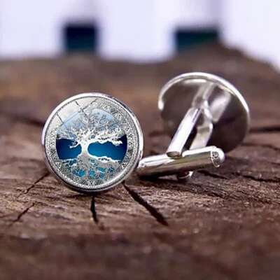 Yggdrasil Cufflinks, Tree of Life Cuff Links, Yew Tree Cufflinks - High Quality - Image 1 of 4