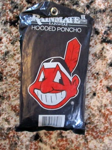 NOS vtg CLEVELAND INDIANS CHIEF WAHOO HOODED PONCH Rainmate Rainwear Brand New - Picture 1 of 2