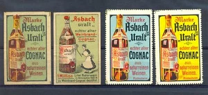 PLAKATMARKEN = GETRÄNKE ALKOHOL WEIN WEINLIKÖR 4 ST. -COGNAC-F/VF ---@117 - Bild 1 von 1