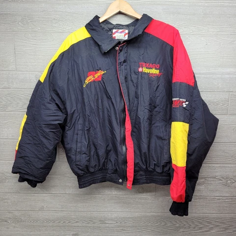Vintage American Made 90s NASCAR Ernie Irvan Black Jacket Size XL Cover