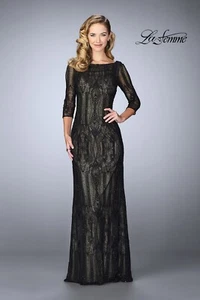 V1117 LA FEMME 24855 SZ 8 BLACK $598 FORMAL NEW GOWN DRESS - Picture 1 of 11