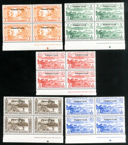 New Hebrides Stamps # J21-5 MNH VF Scott Value $109.00 Cover