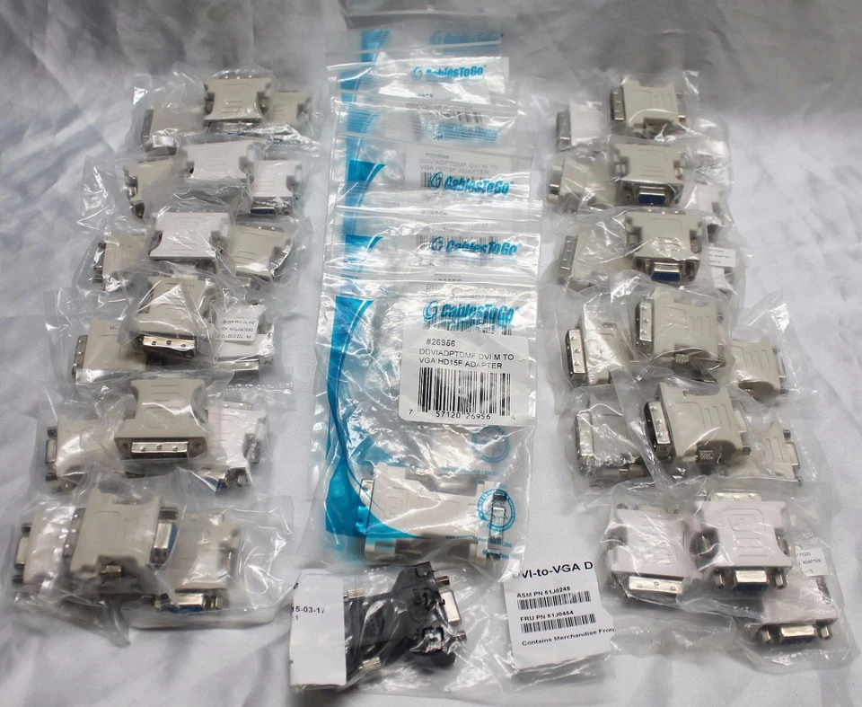 DVI (M) TO VGA (F) VIDEO ADAPTERS ~ 21 PIECE LOT ~ BRAND NEW!  ~ LOW LOW PRICE! - Image 1 of 4