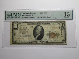 $10 1929 Stafford Kansas KS National Currency Bank Note Bill Ch. #8883 F15 PMG - Picture 1 of 5