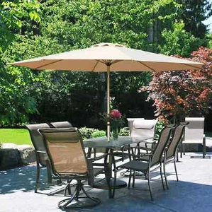 7.5FT Patio Umbrella w/Push Button Tilt and Crank for Deck Porch (Beige) - Picture 1 of 8
