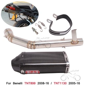 Slip for Benelli TNT 899 1130 Carbon Exhaust Tips Muffler Mid Link Pipe System - Picture 1 of 12