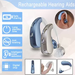 Small Rechargeable Mini Digital Hearing Sound Amplifier, Silver - Picture 1 of 11