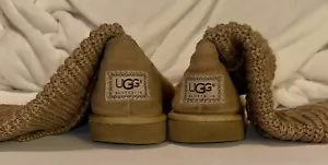 UGG Stiefel Damengröße 8 klassisch Cardy Strick hoch halbhoch flach zum Überziehen beige - Bild 1 von 6