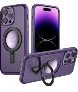 For iPhone 14 Pro Military Grade Drop Protective Matte MagSafe Stand Case Purple - Picture 1 of 7