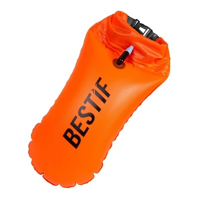 BESTIF Schwimmboje Schwimmhilfe Aufblasbar Triathlon Swimming Buoy 15l Trockentasche