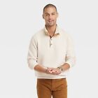 Men's Quilted Snap Pullover Sweatshirt - Goodfellow & Co Beige XXL