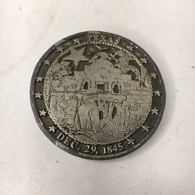 Texas Statehood Buckle 1974 Lewis Buckles Chicago Made in USA Brass - Image 1 of 4