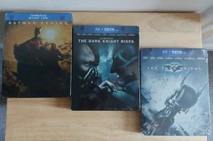 The Dark Knight Trilogy Ltd Edition Blu-ray Steelbooks Set *FRENCH/English Audio - Picture 1 of 12