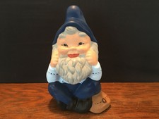 Vintage Ceramic Garden Gnome Sitting with Bag Hand Painted
