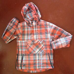 NIKE Plaid ANORAK Jacket Wind Shell SMALL Active Distressed OUTDOOR Run Hike 