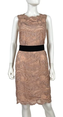 $2K New Emilio Pucci 8 US 42 IT M Blush Lace Cocktail Dress Black Belt Runway - Image 1 of 4